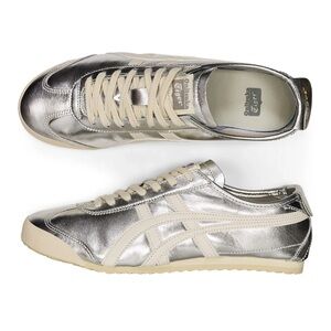 NEW Onitsuka Tiger Mexico 66 Sneaker Shoes in Silver Metallic